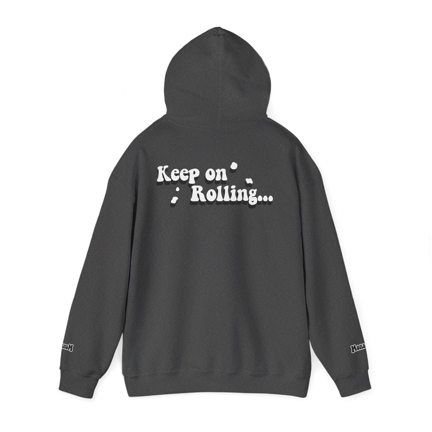 Monaco Hoodie - "Keep on Rollin'..." Retro Script White Pullover