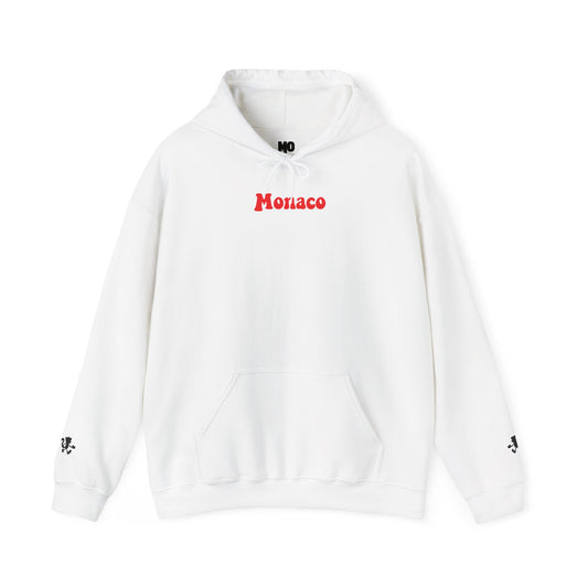 Monaco Hoodie - "Keep on Rollin'..." Retro Script White Pullover